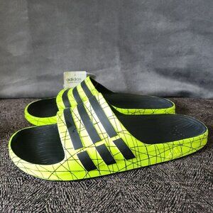 Adidas Duramo Xtra Slides Mens Size 11 Neon Yellow & Black Lightweight Comfort S